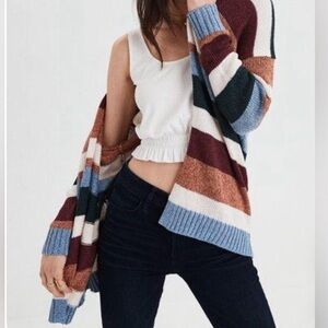 American Eagle outfitters open front striped colorful cardigan size M